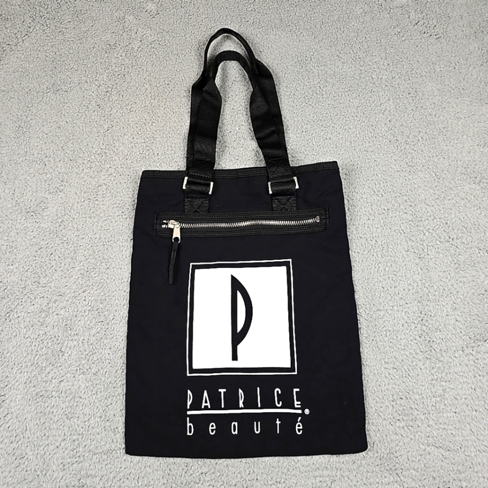 Patrice Beaute Coated Canvas Double Handle Tote Shoulder Bag Purse Black